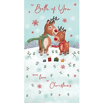Image of Nigel Quiney Artistic Christmas Greeting Card Both of You Reindeer Couple Stunning Illustration With A Red Foil Finish