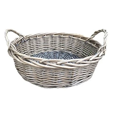 Image of Red Hamper Large Round Antique Wash Display Wicker Tray