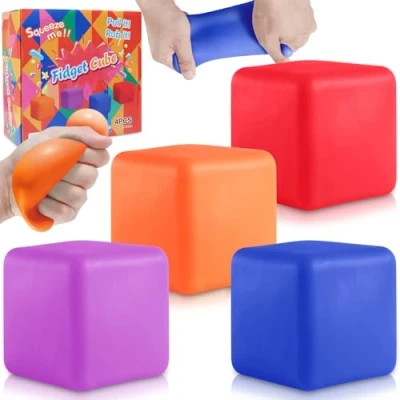 Image of 4PCS Stress Cube Balls for Adults, Squishy Fidget Toys, Squeeze Balls, Relief Sensory Slow Rise Sugar Ball Kids