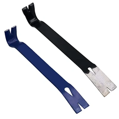 Image of 7 + 15 Flat Nail Pry Bar Utility Puller Crowbar Lever Removal Slots 2pc