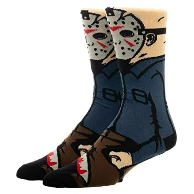 Image of EZB Horror Film Friday 13th Character Crew Socks Gift Idea for Men Size 6 11 Jason Voorhees