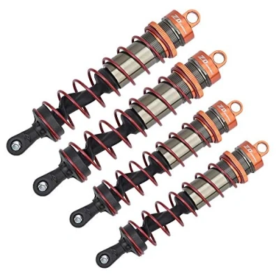 Image of Tbest Shock Absorber for RC Car, Adjustable Front Metal Oil Pressure 4pcs 1/8 Car (Orange)