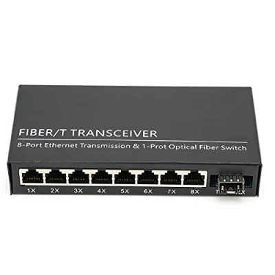 Image of Gigabit Switch, 1.25Gbps 1 Fiber 8 Port Ethernet Optical Converter 10/100/1000M Single Mode Dual Adaptive for Signal Conversion