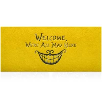 Image of Funny Indoor Rug Welcome We&#039;re All Mad Here Mat for Front Door Outdoor Entryway Mats,Entrance Mats Entry, Patio, Busy Areas Outside Yellow