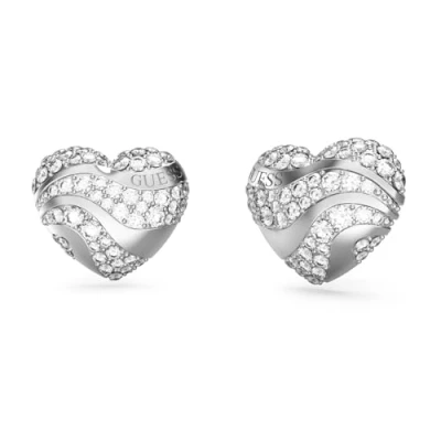 Image of Guess JUBE04504JWRHT U Women&#039;s Heart Earrings Silver, Crystal