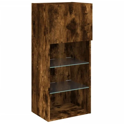 Image of vidaXL TV Cabinet with LED Lights Smoked Oak 40.5x30x90 cm
