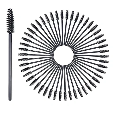Image of zoerbufan Disposable Eyelash Brushes [50 Pack], Brush Makeup Tools for Lash Extensions, Eyebrows Contouring and Makeup, Eyebrow Castor Oil (Black)