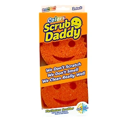 Image of Scrub Daddy Colors, Sponge Scrubber Multipack, Dish Sponges for Washing Up, Texture Changing Non Scratch Scourers, Cleaning Products Kitchen &amp; Bathroom, Odour Resistant, Dishwasher Safe, Pack of 2