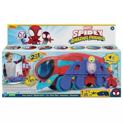 Image of Marvel Spidey and His Amazing Friends Spider Crawl R 2 in 1 Deluxe Headquarters Playset, Preschool Toy for Age 3 Up