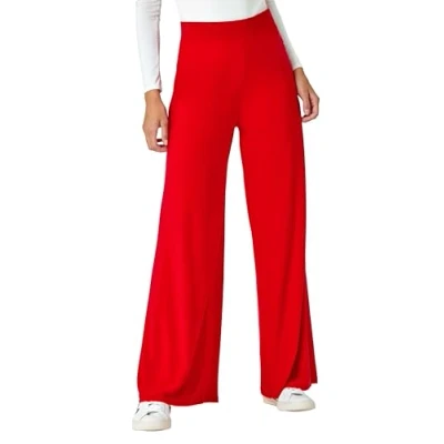 Image of Roman Womens Wide Leg Stretch Trousers Jersey Palazzo Pants Red Size 16 UK