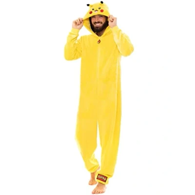 Image of Pokemon Mens Onesie Pikachu Yellow Medium