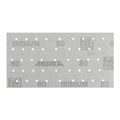 Image of Mirka Iridium Premium Sandpaper 93x180mm Grip 45 Hole, Grit 60, 50 pcs / For sanding paint, putty, primer, wood, steel, mineral materials, plastic.