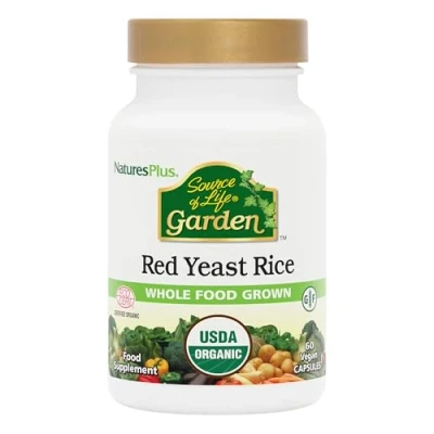 Image of NaturesPlus Source of Life Garden Red Yeast Rice Organic Supplement with Monacolins One A Day, Vegan, Gluten Free 60 Capsules