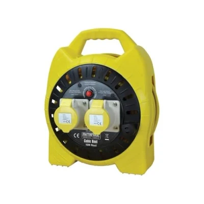 Image of Faithfull FPPCR15MSEL 15M 110v Enclosed Cable Reel, Yellow/Black
