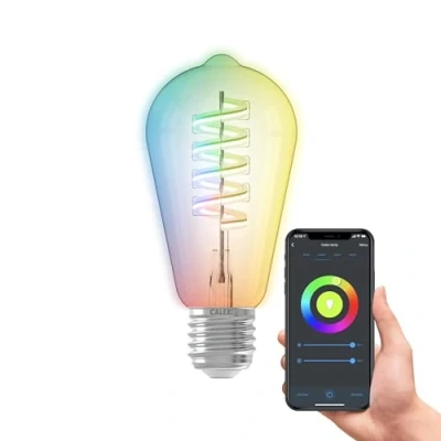 Image of CALEX Smart Light Bulb E27, WiFi LED ST64 Bulb, RGB, App and Works with Amazon Alexa Google Home, 4.9W