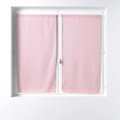 Image of Douceur d&#039;Intérieur, Pair of Pink Voile Rod Curtains 2 x 60 160 cm