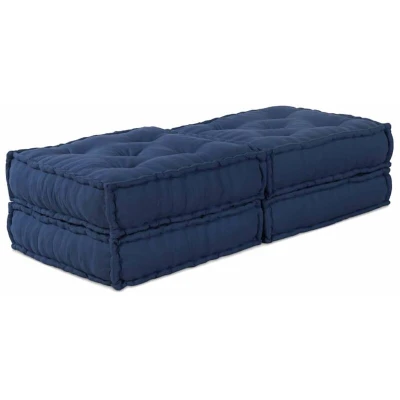 Image of vidaXL Modular Pouffes 2 Pack in Indigo Fabric
