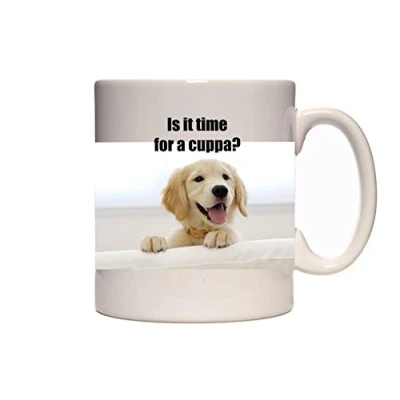 Image of Is It Time For A Cuppa? Cute Golden Labrador Dog Novelty Tea/Coffee Mug/Cup