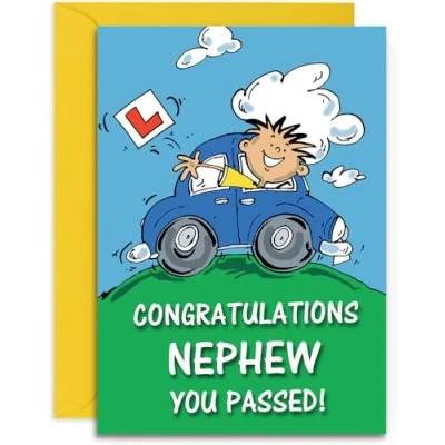 Image of Nephew Driving Test Pass Congratulations Card Medium Sized