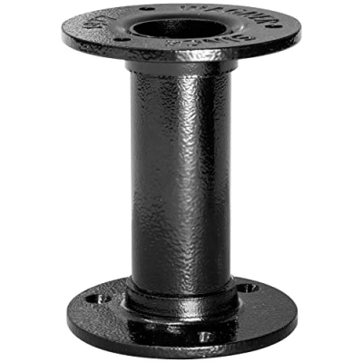 Image of WAGNER Industrial Pipe Furniture Leg/Table Leg/Furniture Foot Diameter 30 x 100 mm Includes Two Mounting Plates 75 Powder Coated Steel Black 12501001