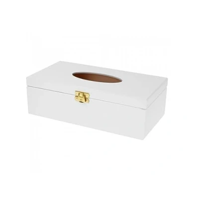 Image of wooden World handkerchief stylish box in white