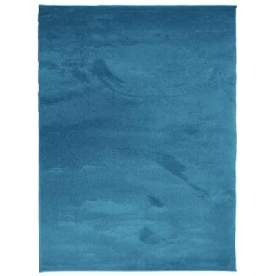 Image of vidaXL Turquoise Short Pile Rug Soft Polyester Carpet Mat for Living Room, Bedroom, Office, Modern Decor, Foldable, 240x340 cm