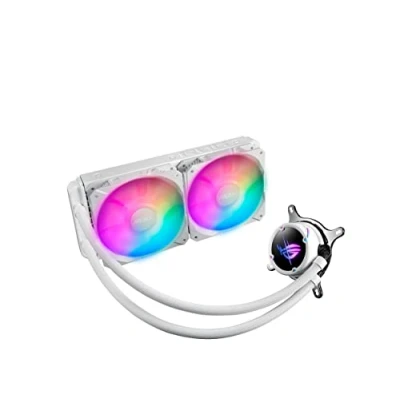 Image of ASUS ROG Strix LC II 240 ARGB White Edition All in one AIO Liquid CPU Cooler 240mm Radiator, Intel LGA1700, 115x/2066 and AMD AM4/TR4 Support, 2X 120mm 4 pin PWM Addressable RGB Radiator Fans