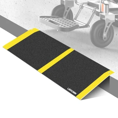 Image of LIEKUMM 30 x 80 cm Threshold Ramp, Portable Wheelchair Lightweight Aluminum Ramp with Anti Slip Surface, for Doorway, Stairs, Steps, 300KG Capacity