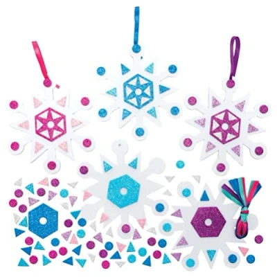 Image of Baker Ross Snowflake Mix and Match Decoration Pack of 8, Kids Make Your Own Christmas Decoration, Bauble Arts Crafts (FE879)