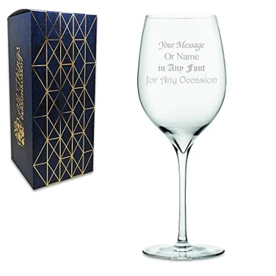 Image of Personalised Engraved Douce White Wine Glass with Gift Box, Customise Any Message