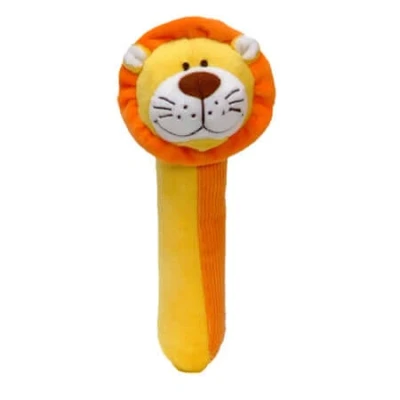 Image of Lion Baby Sensory Rattle by Fiesta Crafts Squeakaboo Squeaker Toy for Newborn Toys Made of ​​Soft Plush &amp; Corduroy Fun, Interactive, Colourful Rattles Babies