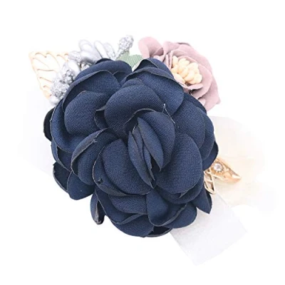 Image of Shiwaki wedding supplies decoration girl bridesmaid boutonniere prom party Small tea rose corsage gift (Dark blue)