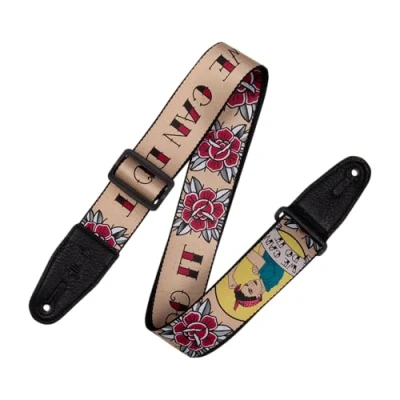 Image of Levy&#039;s Leathers Unisex&#039;s Mpd2 2 Wide Polyester Guitar Strap with American Neo Traditional Rosie The Riveter Motif, One Size