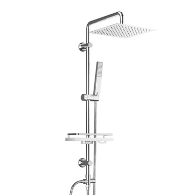 Image of Görbach Rain Shower System with Shelf Set Without Fitting Chrome (20 x 20)