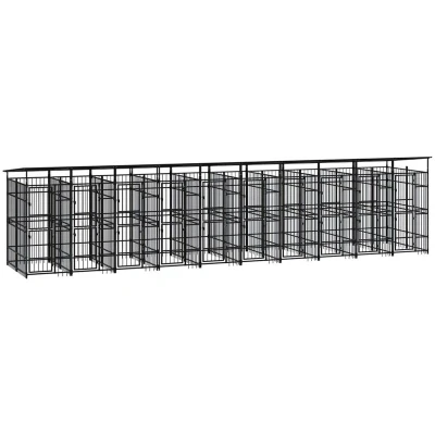 Image of vidaXL Outdoor Dog Kennel with Roof Steel 18.43 m²