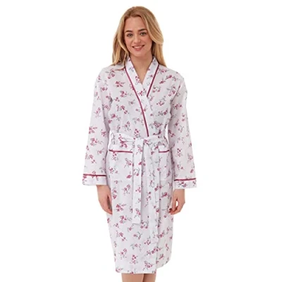 Image of undercover lingerie Ltd Ladies Lady Olga Polycotton Short or Long Sleeve Floral Nightie, Pyjamas, Wrap Pink Blue Size 10 32 (26 28, Wrap)