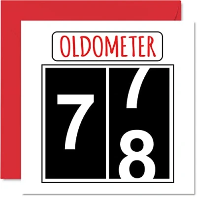 Image of Fun 78th Birthday Cards for Men Woman Oldometer Happy Card Dad Mum Great Grandad Grandpa Nanny Grandma Gran Uncle Auntie, 145mm x Greeting Cards,