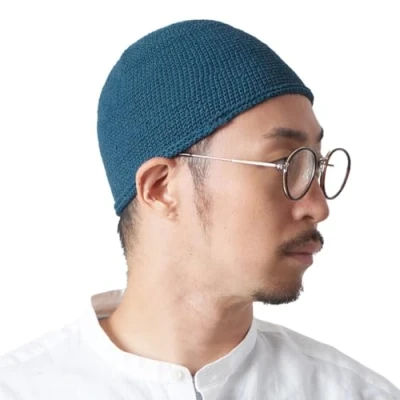 Image of CHARM Kufi Hat Mens Beanie Men Cotton Skull Cap Hand Made 2 Sizes Islam Blue L