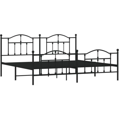 Image of vidaXL Metal Bed Frame without Mattress with Footboard Black 200x200cm