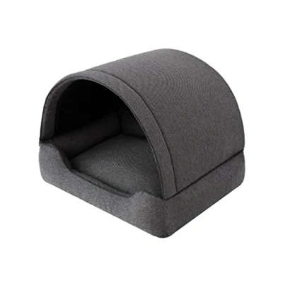 Image of PillowPrim Dog Bed, Fabric House, Cat Cave, Basket, Lounger, Sleeping Places, Furniture for Animals, Sofa, Anthracite, XL: 82 x 58 cm