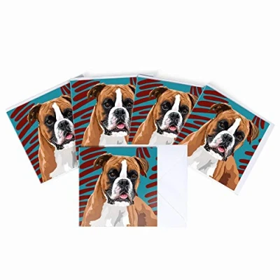 Image of Boxer Blank Greeting Card by Leslie Gerry Pack of 5 Multipack