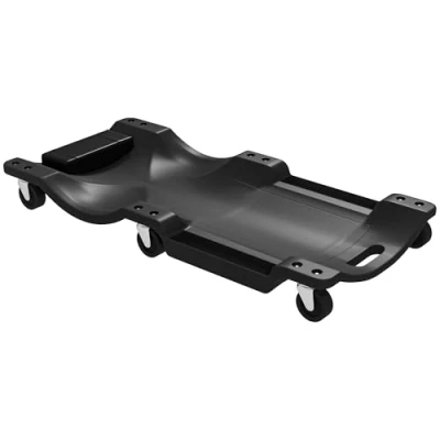 Image of DURHAND Mechanic Vehicle Creeper Under Car Repair Padded Headrest Rolling Moulded Workshop Garage Assistance with Tool Tray, Black