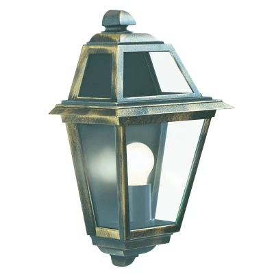 Image of New Orleans 1 Light Outdoor Garden Wall Lantern Black, Gold IP44, E27