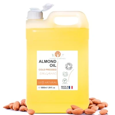 Image of Almond Oil: Organic, Cold Pressed, Pure, Natural. Massage Oil (Carrier Oil) Hair Oil, Body (Nail &amp; Cuticle Face (Anti Aging), Ear Pregnancy Stretch Mark Baby 5000 ml 5 L
