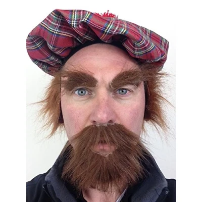 Image of Rubber Johnnies TM SCOTTISH SCOTSMAN GINGER BEARD MOUSTACHE EYEBROWS KIT FANCY DRESS ACCESSORY