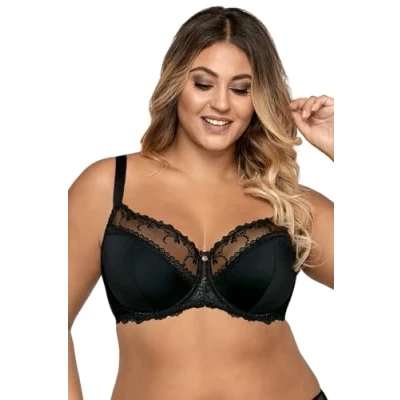 Image of AVA 1030 Underwired Half Padded Full Cup Bra Not Separable Regulated Straps Made in EU, Black,38F