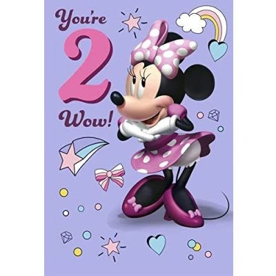 Image of Cards Hallmark Disney Minnie Mouse 2nd Birthday You&#039;re 2 wow!
