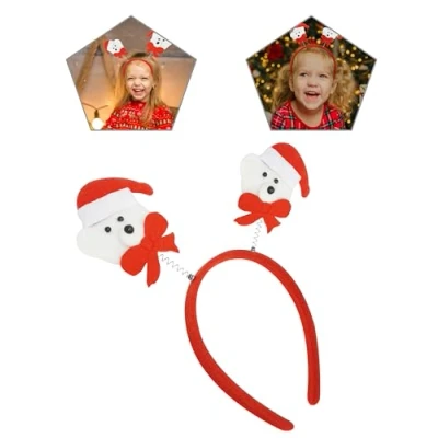 Image of Xmas Novelty Adult Antlers Headband,Reindeer,Star Head Bopper Santa,Snowman Kids (White Bear (Hat))