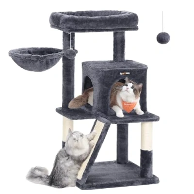 Image of FEANDREA Cat Tree, Tower, Widened Perch for Large Cats, Smoky Grey PCT51G