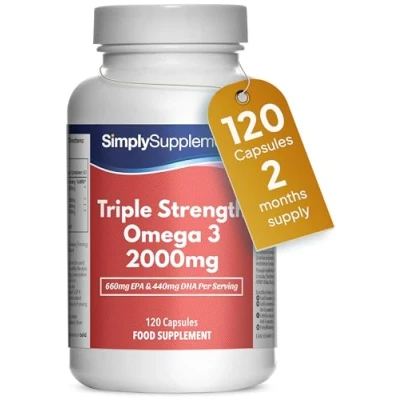Image of Omega 3 Fish Oil 2000mg 120 Fast Release Capsules = 2 Months&#039; Supply 660mg EPA &amp; 440mg DHA Per Serving Manufactured in The UK